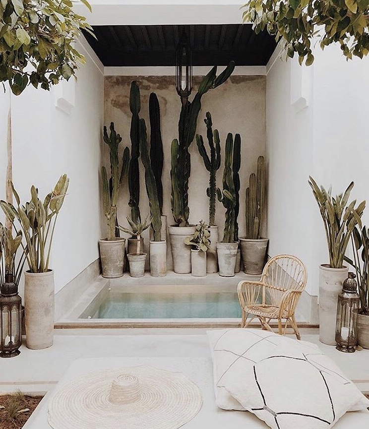 Courtyard living at Riad Dar-K in Marrakech, photographed by @isafromnowon via @studiolowsheen