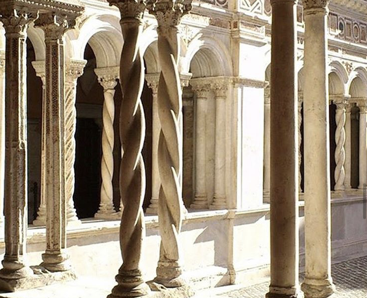 Exquisite columns of Rome's Basilica di San Paolo Fuori le Mura