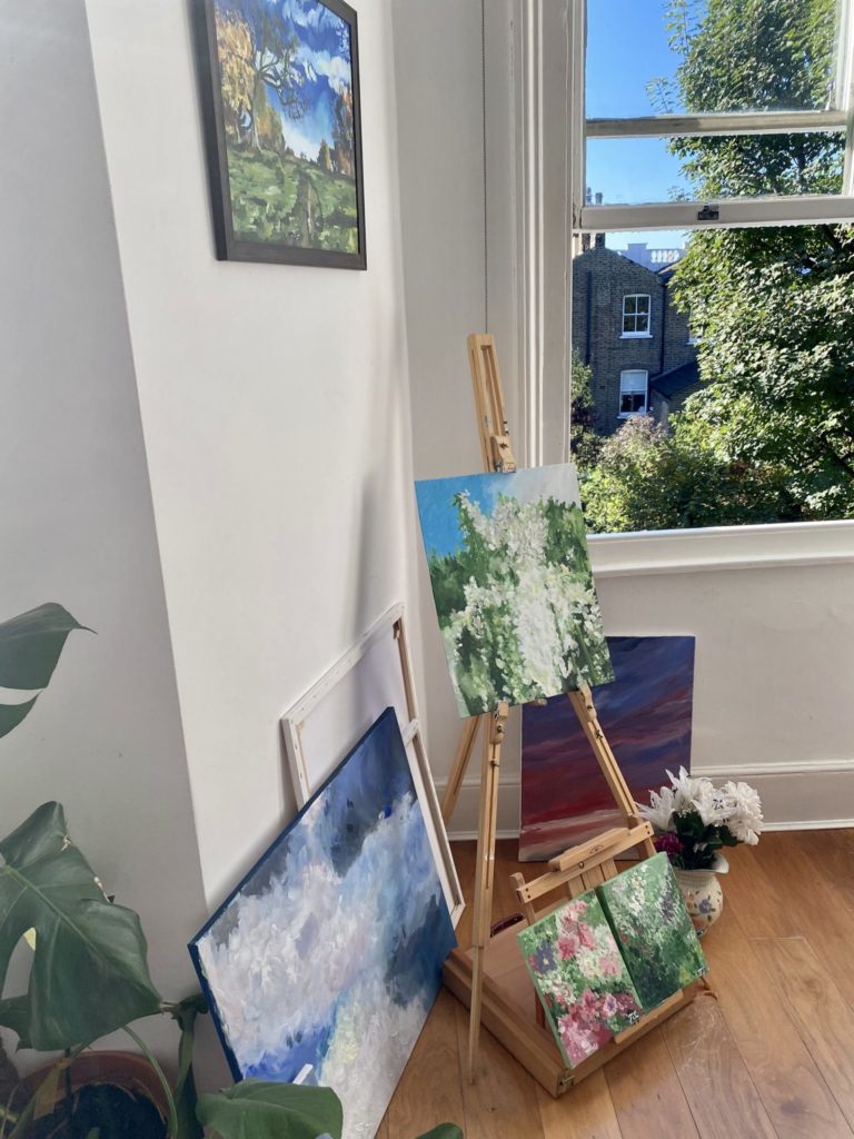 Tess' work in her home/studio