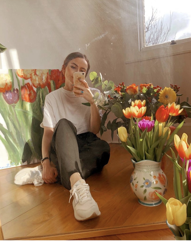Tess with tulips