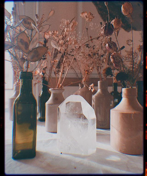 Vases and crystals at home