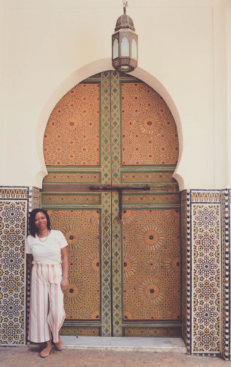 Jane in a doorway in Fes
